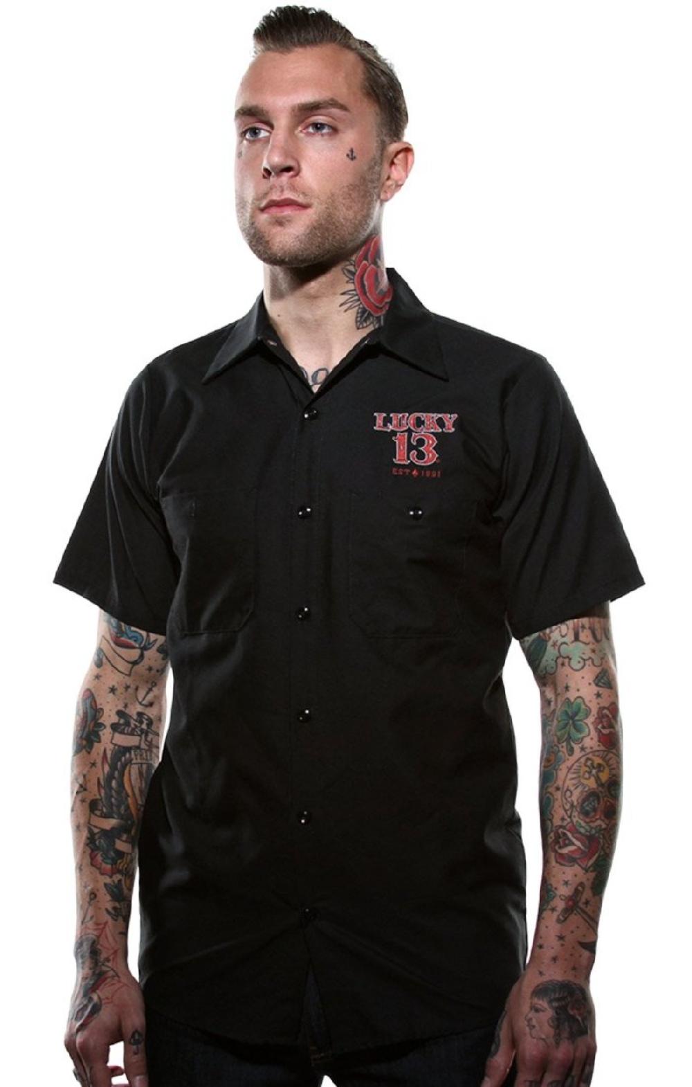 Lucky 13 Adrian Men’s Short Sleeve Workshirt By Lucky 13 Black – Lucky13apparel