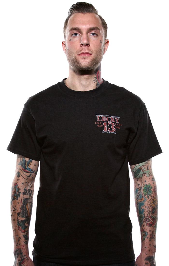 Lucky 13 Adrian Mens Short Sleeve Tee Shirt By Lucky 13 Black – Lucky13apparel