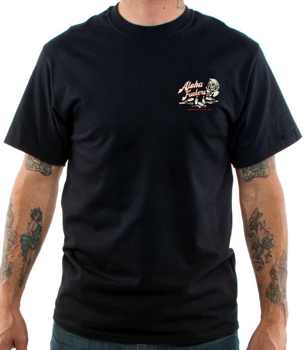Lucky 13 ALOHA F**KERS Classic Fit Short Sleeve T-shirt Black – Lucky13apparel