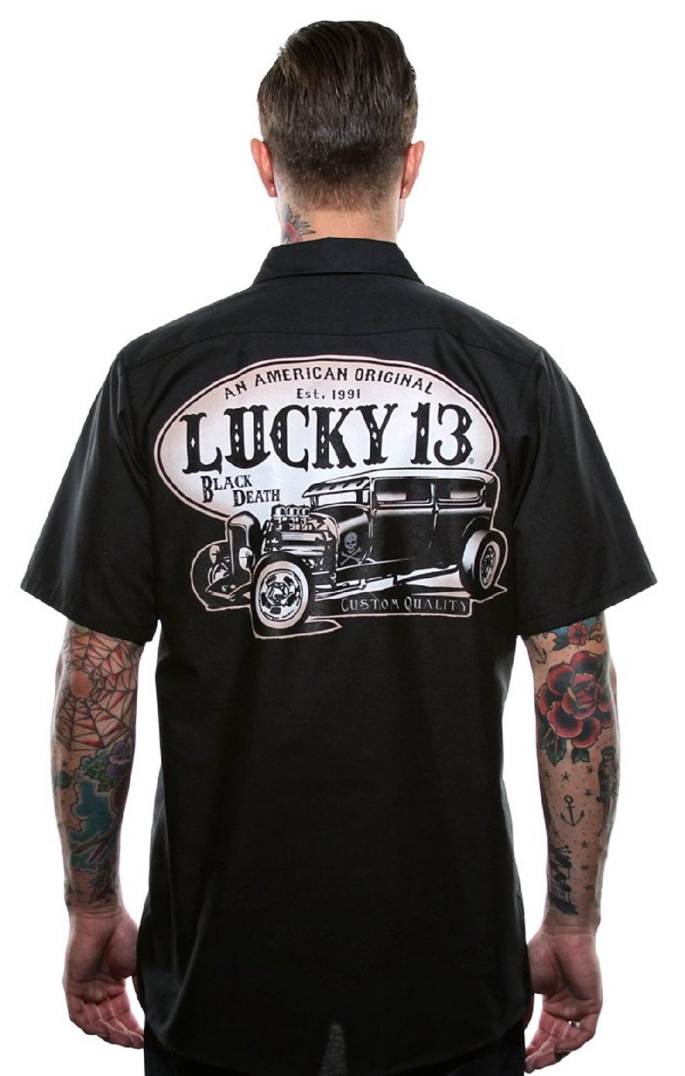 Lucky 13 American Original Men’s Short Sleeve Workshirt By Lucky 13 Black – Lucky13apparel