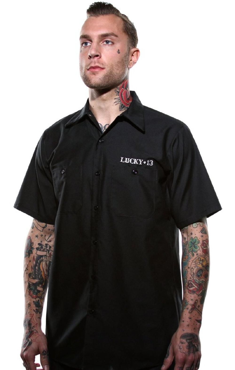 Lucky 13 American Original Men’s Short Sleeve Workshirt By Lucky 13 Black – Lucky13apparel