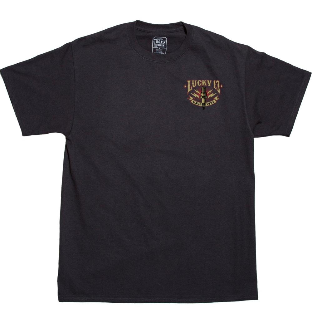 Lucky 13 Amped Mens Short Sleeve Tee Shirt By Lucky 13 Black – Lucky13apparel