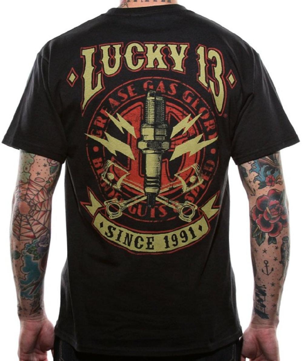 Lucky 13 Amped Mens Short Sleeve Tee Shirt By Lucky 13 Black – Lucky13apparel