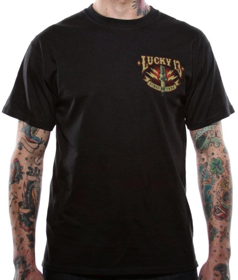Lucky 13 Amped Mens Short Sleeve Tee Shirt By Lucky 13 Black – Lucky13apparel