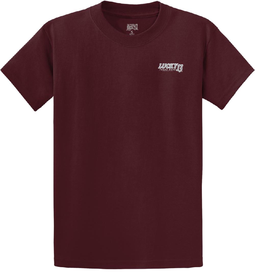 Lucky 13 BAD MOFO Men’s Short Sleeve Tee Shirt By Lucky 13 Athletic Maroon New – Lucky13apparel