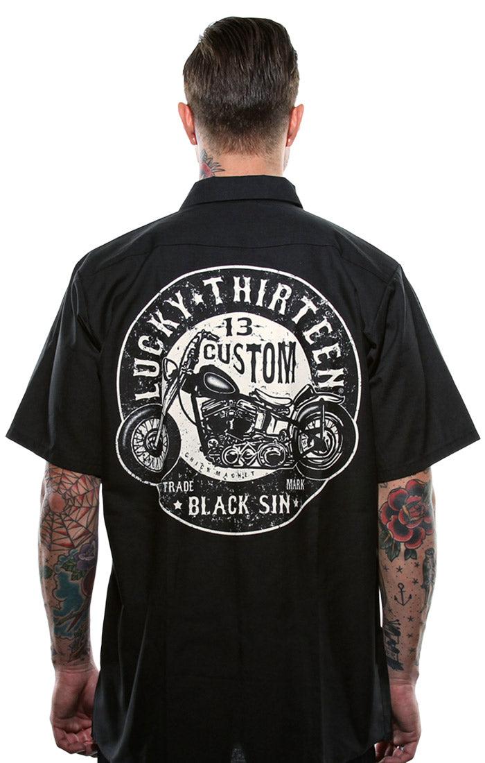 Lucky 13 Black Sin Men’s Short Sleeve Workshirt By Lucky 13 Black – Lucky13apparel