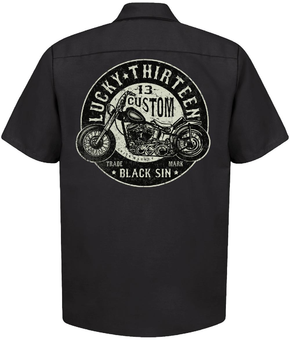 lucky 13 Black Sin Men’s Short Sleeve Workshirt By Lucky 13 Black – Lucky13apparel