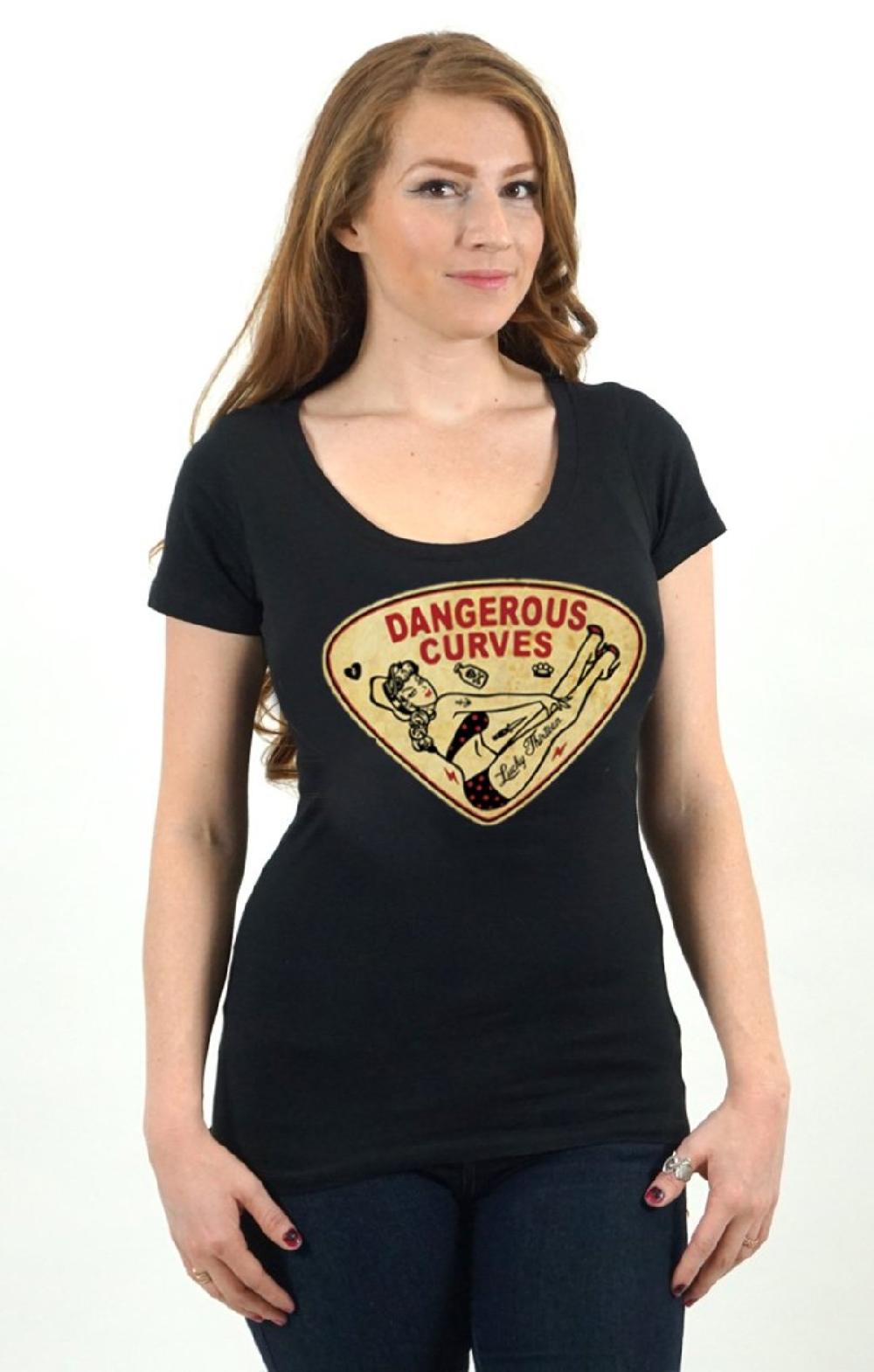 Lucky 13 CURVES Women’s Scoop Neck Tee By Lucky 13 Black – Lucky13apparel