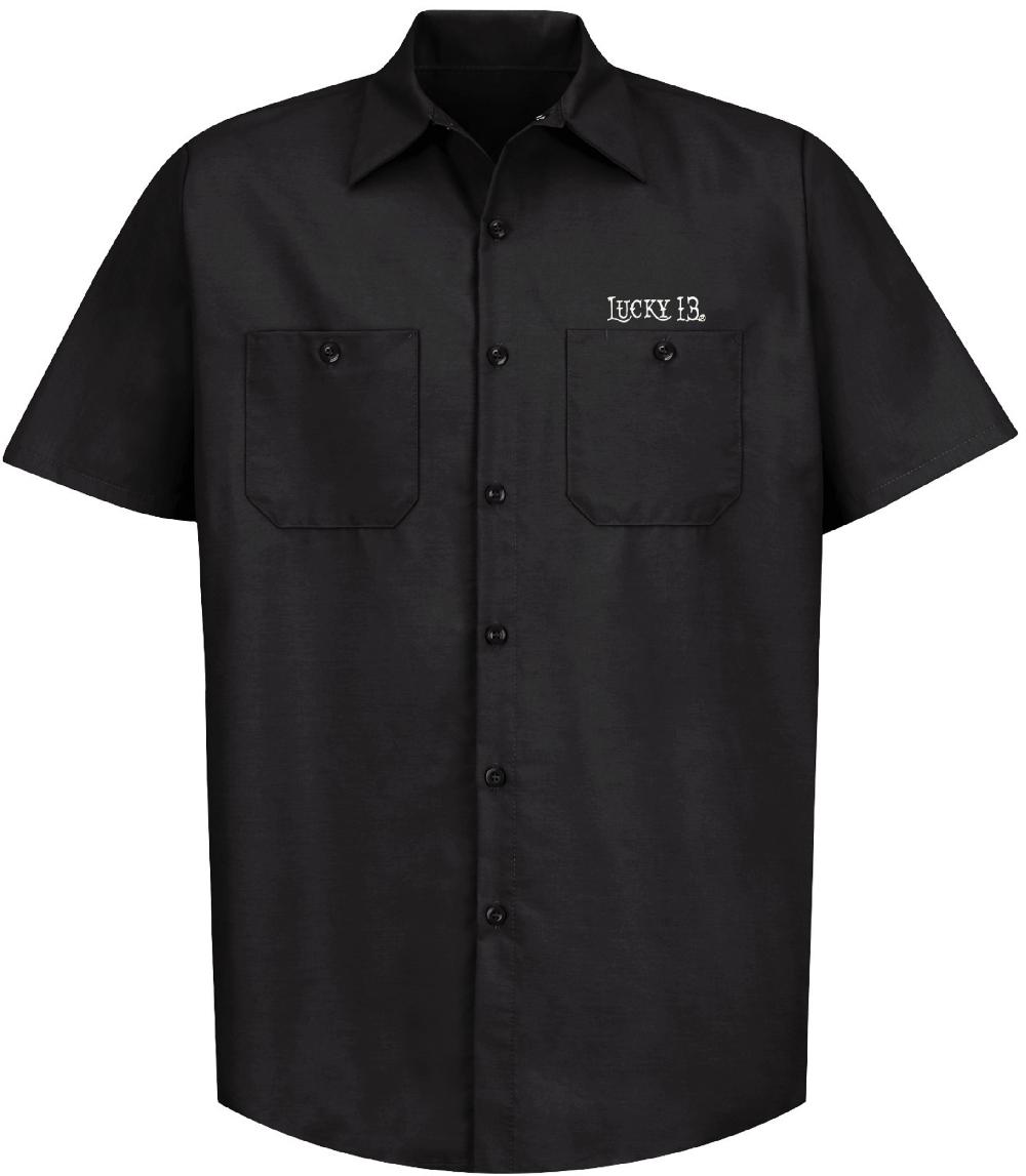 Lucky 13 DEAD SKULL Men’s Short Sleeve Work Shirt By Lucky 13 Black – Lucky13apparel