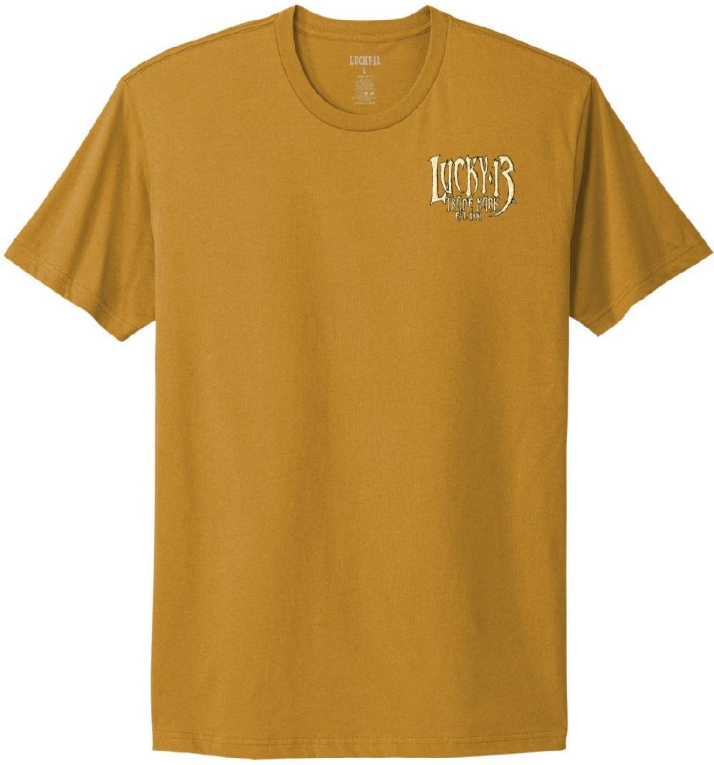 Lucky 13 DEATH RIDER Mens Comfort Tee Antique Gold – Lucky13apparel