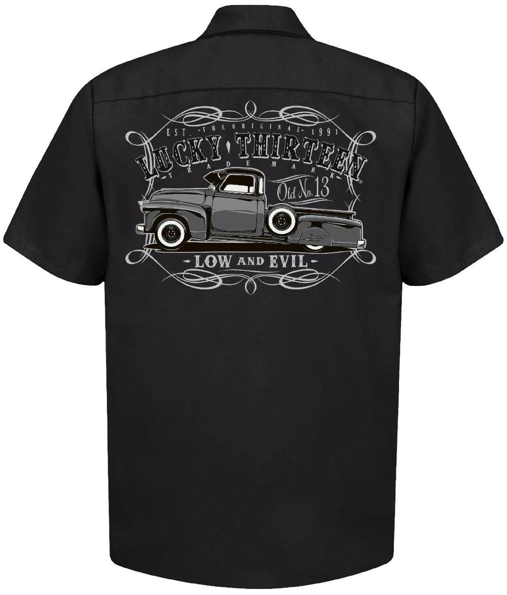 lucky 13 DRAGGER Men’s Short Sleeve Work shirt By Lucky 13 Black – Lucky13apparel