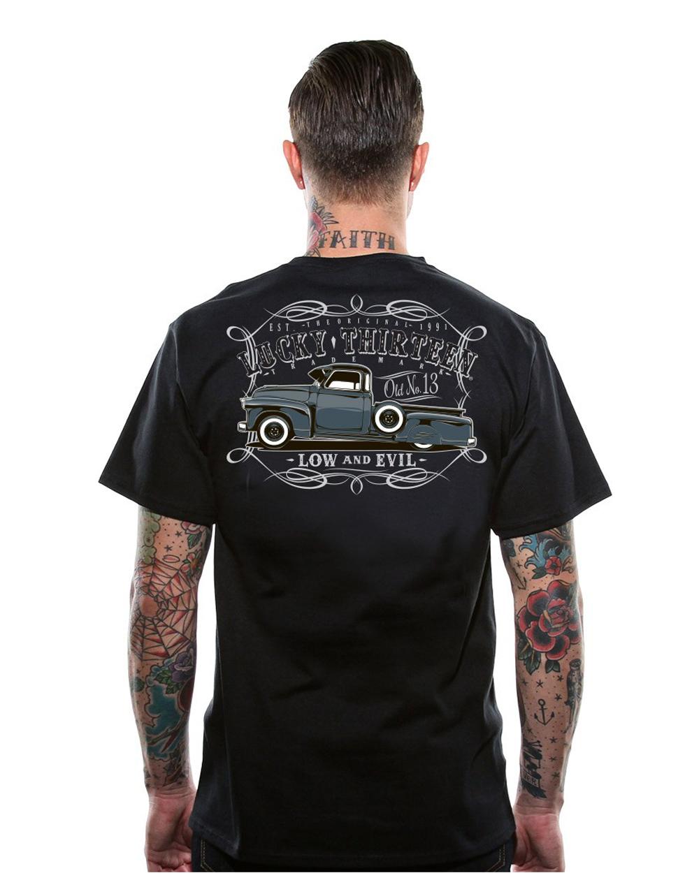 Lucky 13 DRAGGER Mens Short Sleeve Tee Shirt By Lucky 13 Black – Lucky13apparel