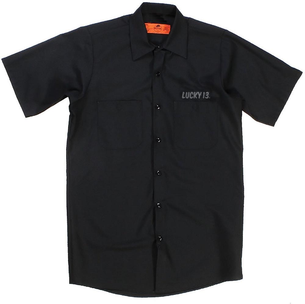 Lucky 13 FRANKIE’S GARAGE Men’s Short Sleeve Work Shirt By Lucky 13 Black – Lucky13apparel