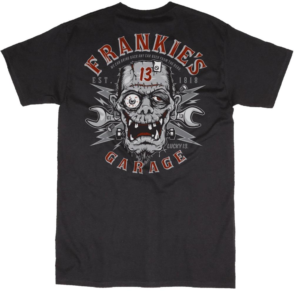 lucky 13 FRANKIE’S GARAGE Mens Short Sleeve Tee Shirt By Lucky 13 Black – Lucky13apparel