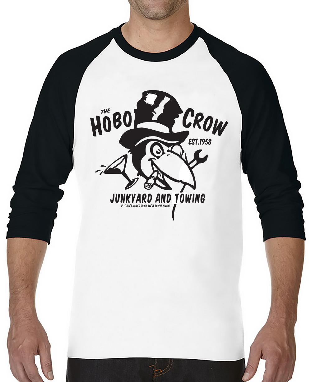 Lucky 13 HOBO CROW 3/4 Sleeve Raglan Tee By Lucky 13 White/Black – Lucky13apparel