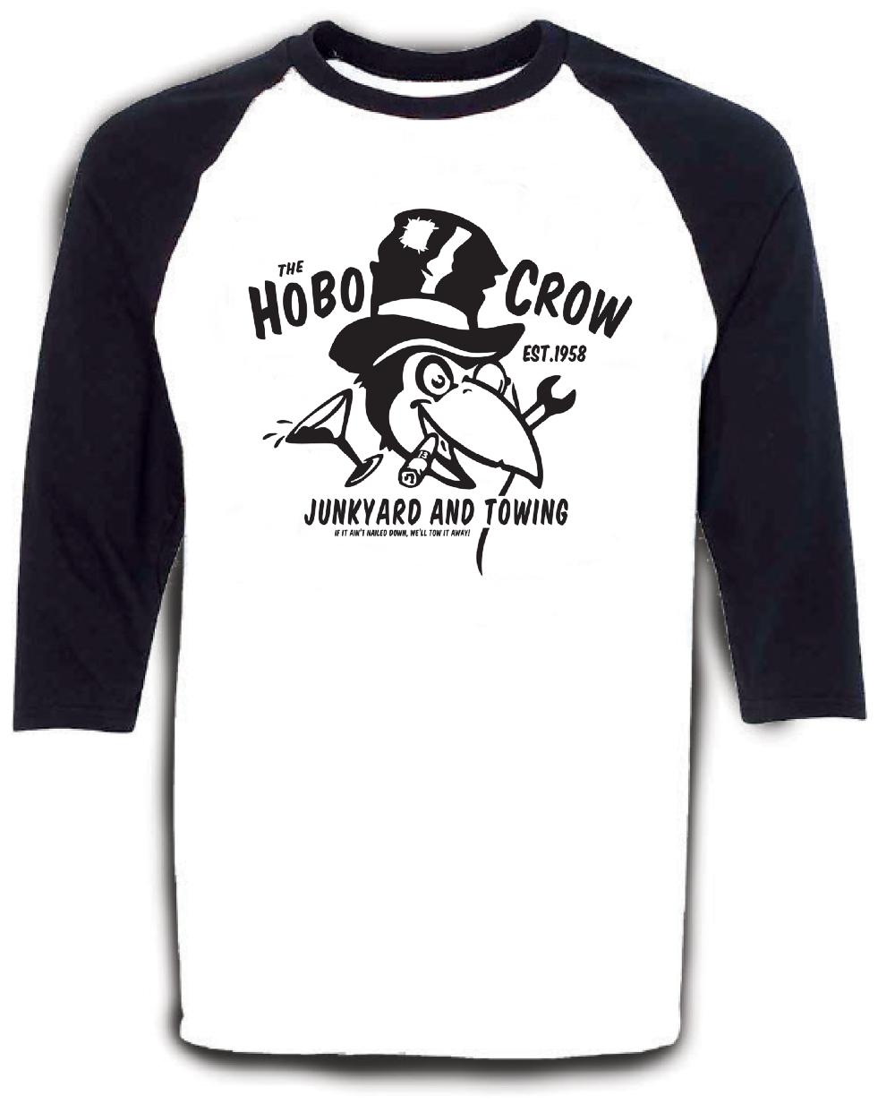 lucky 13 HOBO CROW 3/4 Sleeve Raglan Tee by Lucky 13 White/Black – Lucky13apparel