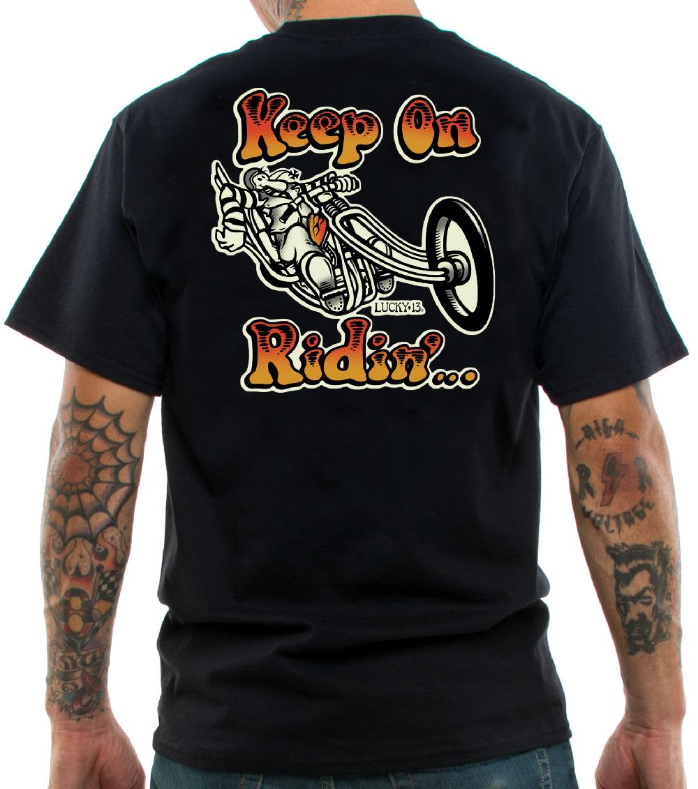 Lucky 13 KEEP ON RIDIN’ Men’s Short Sleeve Tee Shirt By Lucky 13 Black – Lucky13apparel