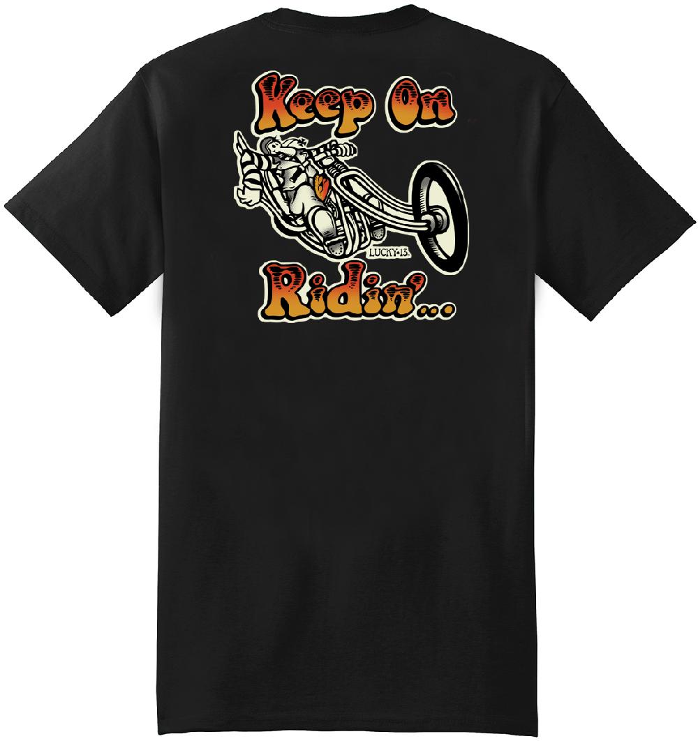 lucky 13 KEEP ON RIDIN’ Men’s Short Sleeve Tee Shirt By Lucky 13 Black – Lucky13apparel