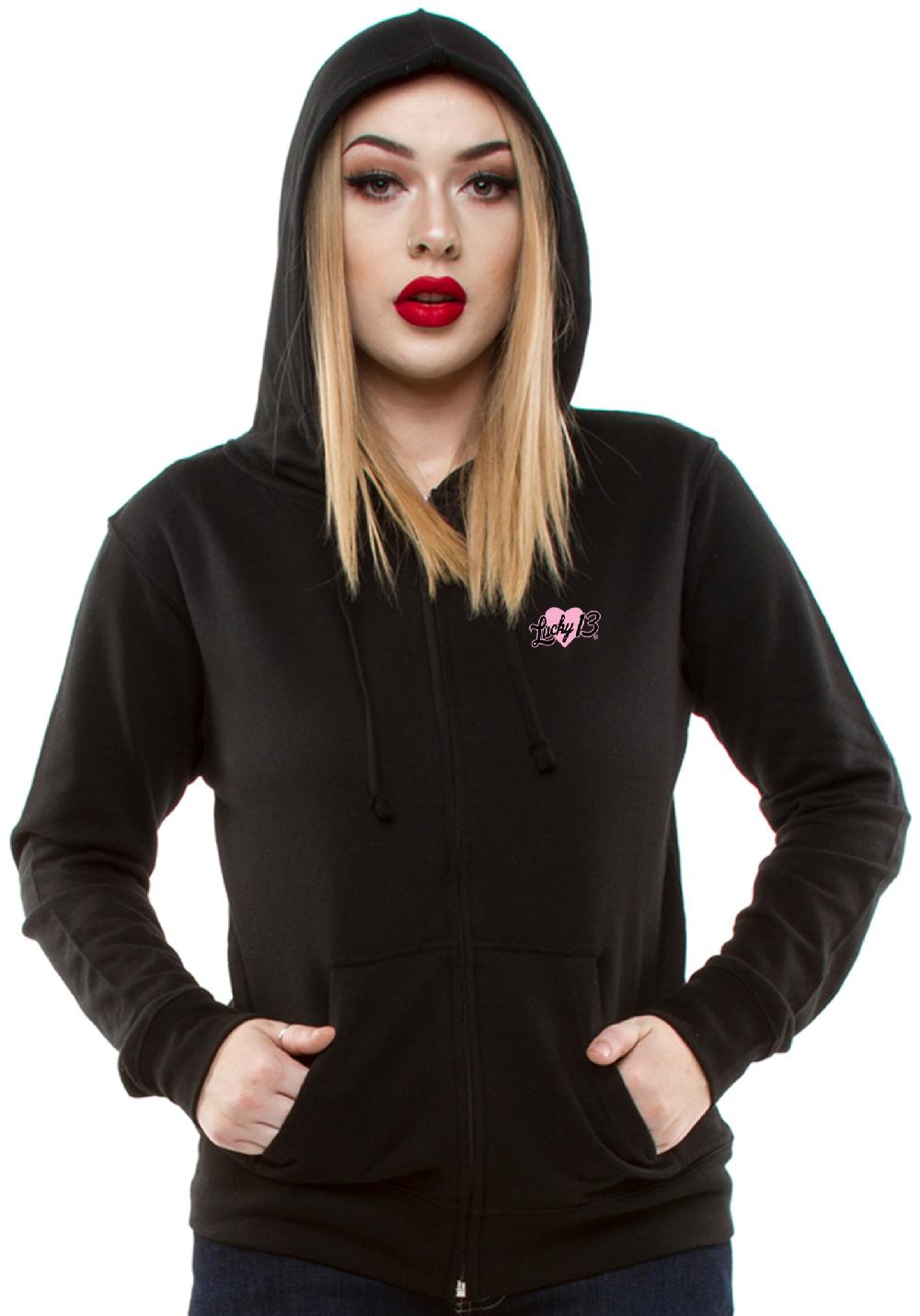 Lucky 13 LATER BITCHES Hooded Zip Up Lightweight Sweatshirt Black – Lucky13apparel