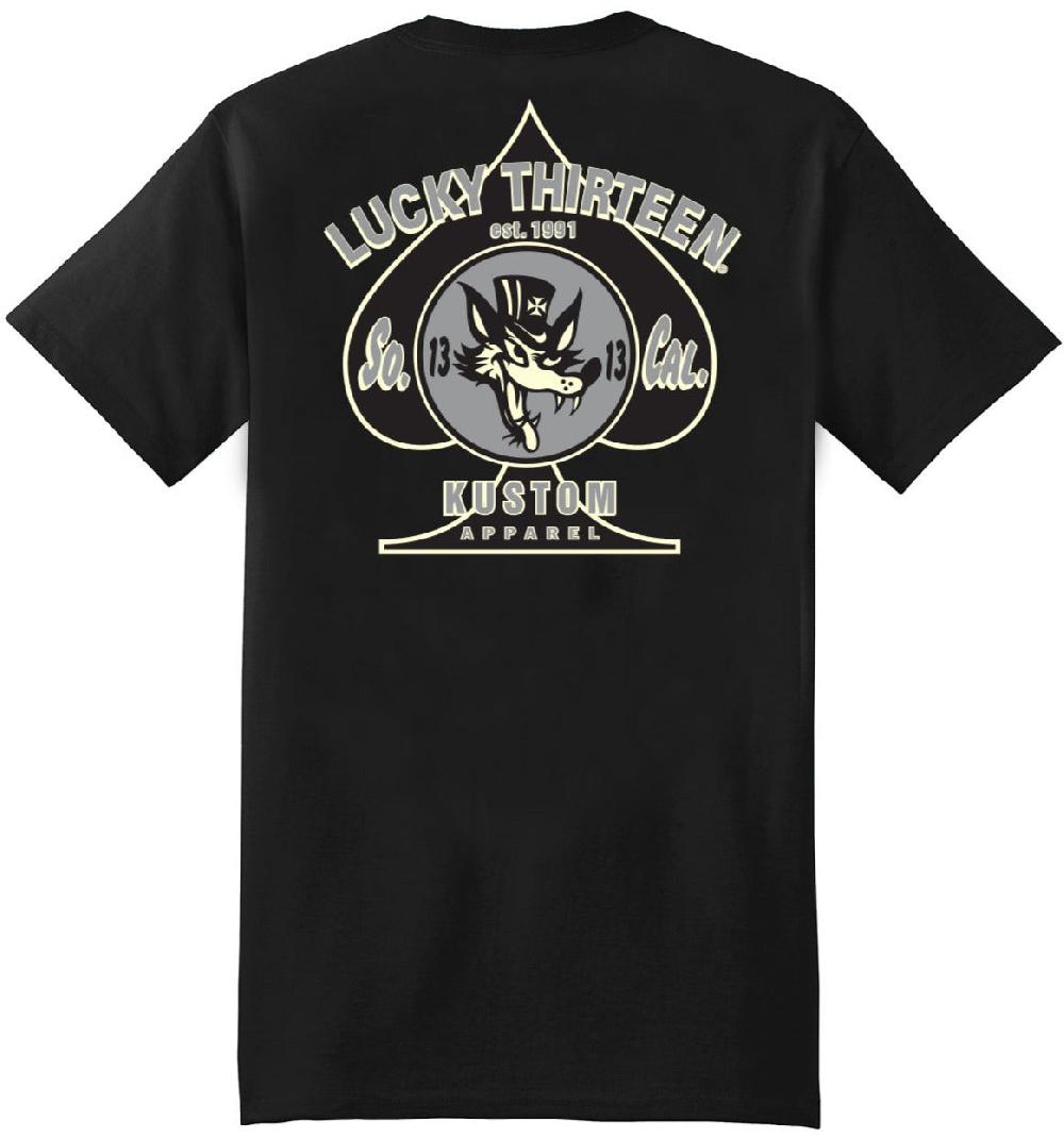 lucky 13 LIMITED EDITION WOLFY Mens Short Sleeve Tee Shirt Black – Lucky13apparel