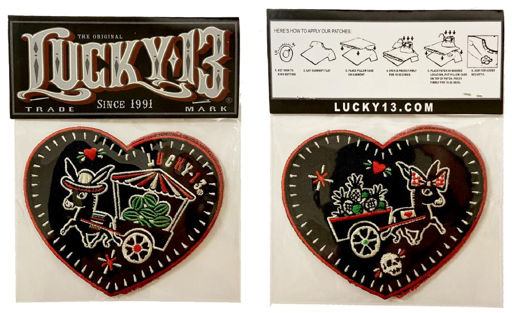 Lucky 13 LOS DONKEYS Heart Patches - 1 Pack Of 2 Of Each Heart Design. Assorted – Lucky13apparel