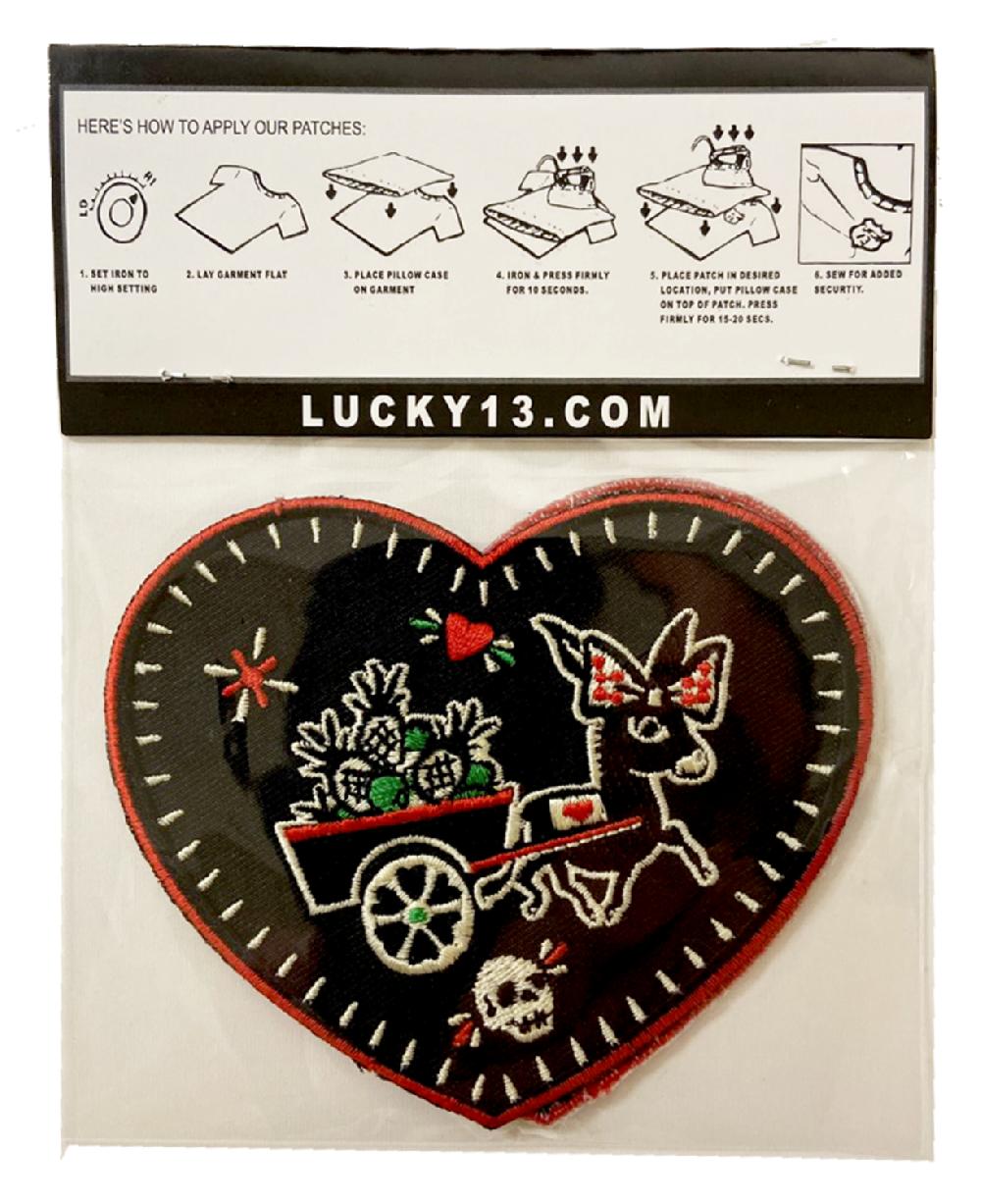 Lucky 13 LOS DONKEYS Heart Patches - 1 Pack Of 2 Of Each Heart Design. Assorted – Lucky13apparel