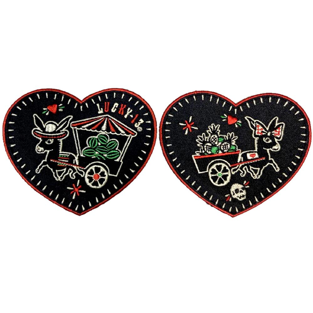 lucky 13 LOS DONKEYS Heart Patches - 1 pack of 2 of each heart design. assorted – Lucky13apparel