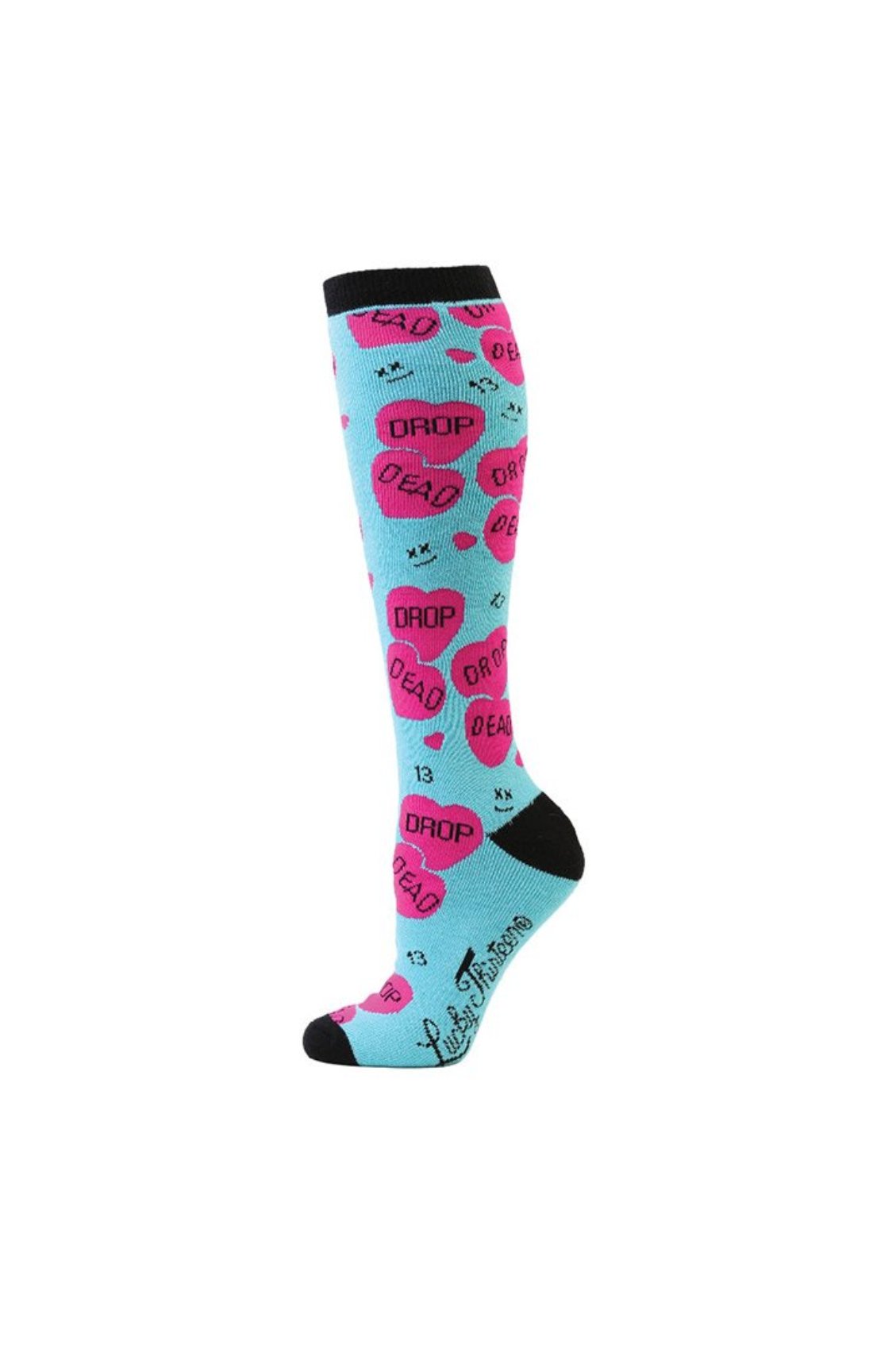 lucky 13 Lucky 13 Drop Dead Knee High Sock TURQUOISE/PINK – Lucky13apparel