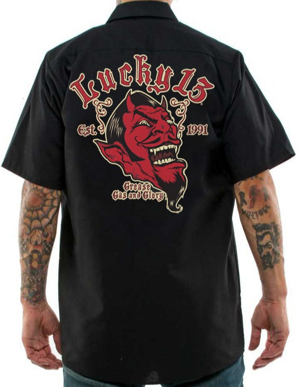 Lucky 13 Lucky 13 GREASE GAS & GLORY S/s Workshirt Black – Lucky13apparel