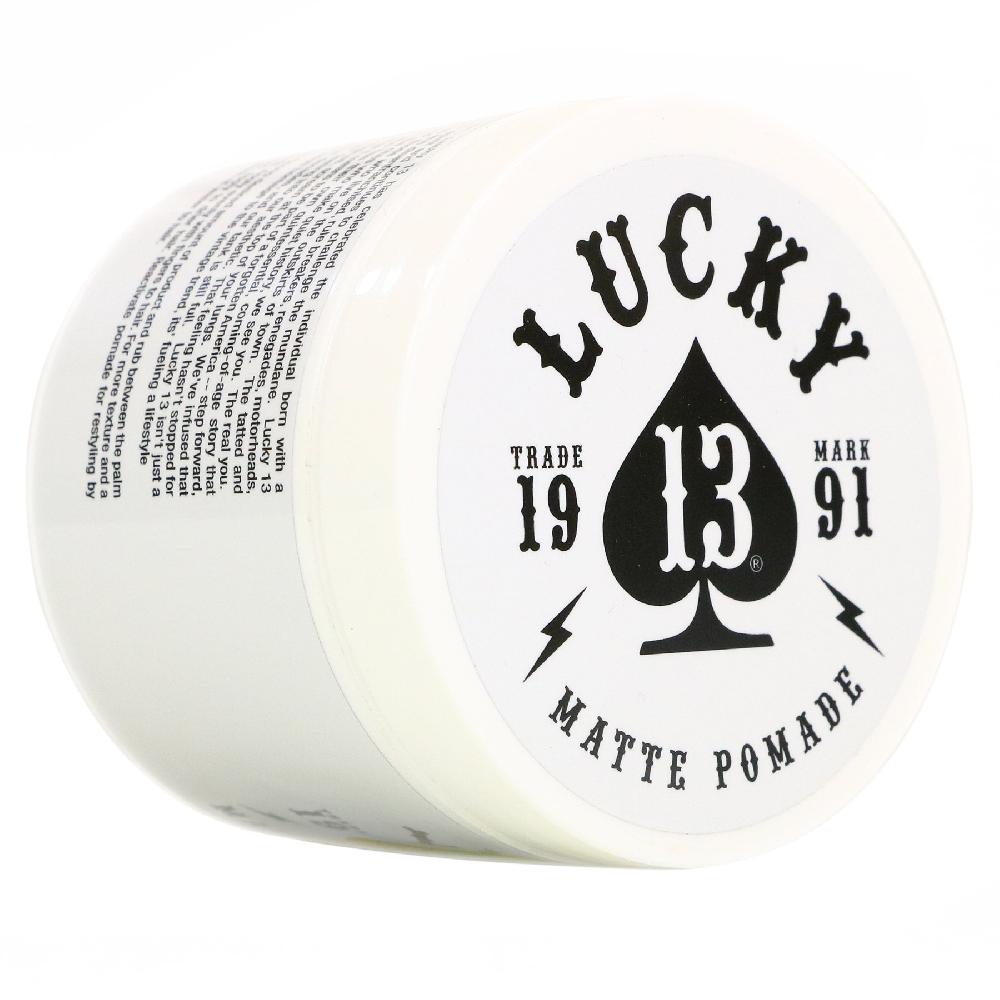 lucky 13 Lucky-13 MATTE Pomade (STRONG HOLD/MATTE FINISH) - Individual Unit Tobacco Vanilla – Lucky13apparel lucky 13 Lucky-13 MATTE Pomade (STRONG HOLD/MATTE FINISH) - Individual Unit Tobacco Vanilla – Lucky13apparel