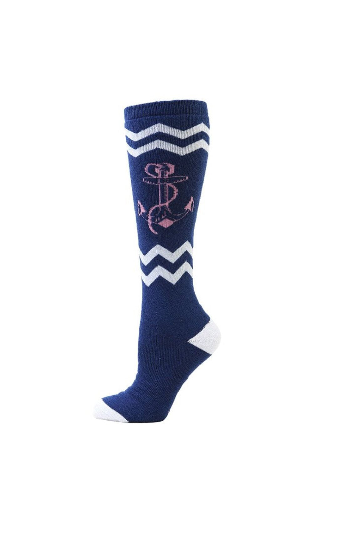 lucky 13 Lucky 13 Sea Legs Knee High Sock Navy/White – Lucky13apparel