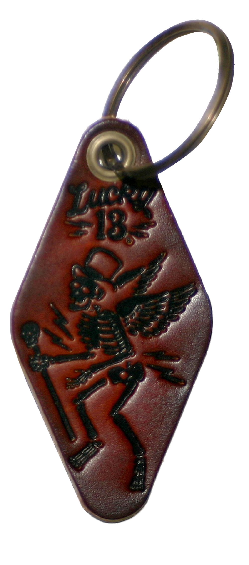 lucky 13 Lucky 13 SKULLY MOTEL KEY Leather Embossed Keychain Antiqued – Lucky13apparel