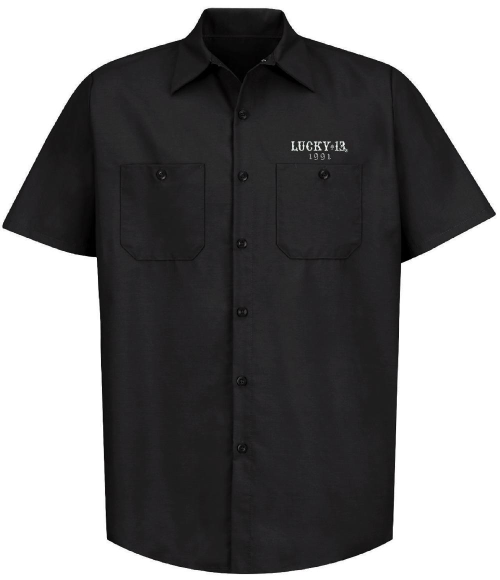 Lucky 13 MISS TRUST Men’s Short Sleeve Work Shirt By Lucky 13 Black – Lucky13apparel