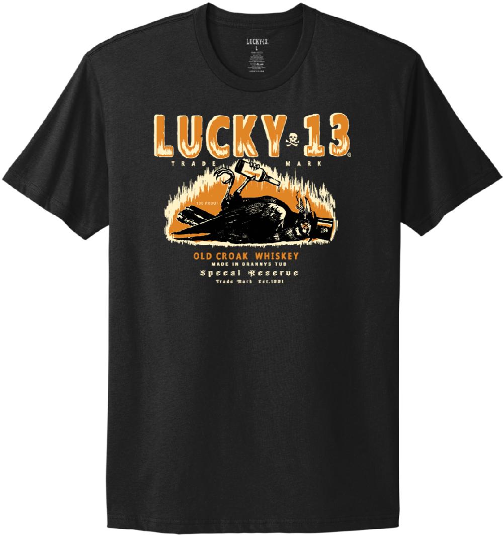 lucky 13 OLD CROAK mens comfort tee Black – Lucky13apparel