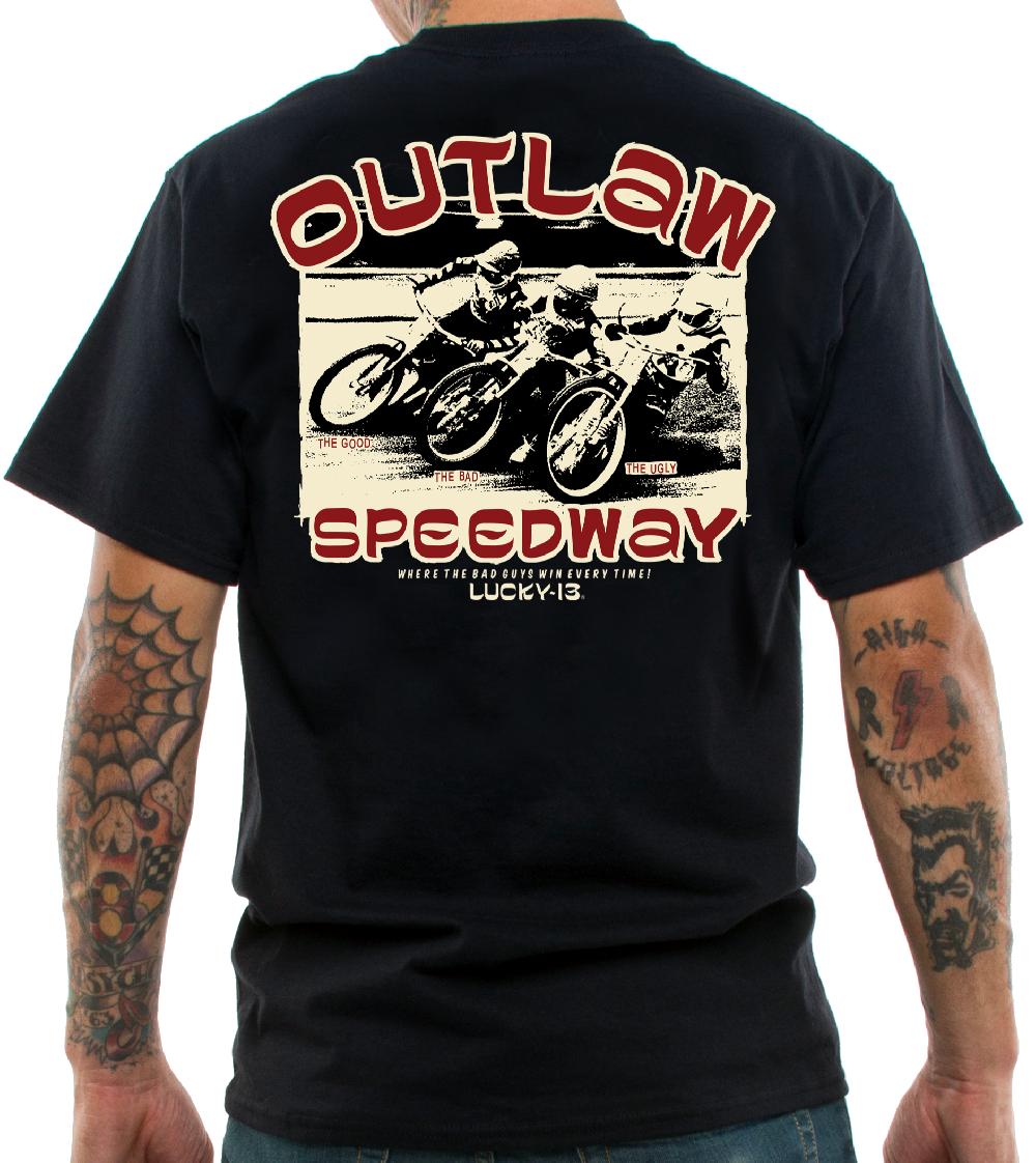 Lucky 13 OUTLAW SPEEDWAY Men’s Short Sleeve Tee Shirt By Lucky 13 Black – Lucky13apparel