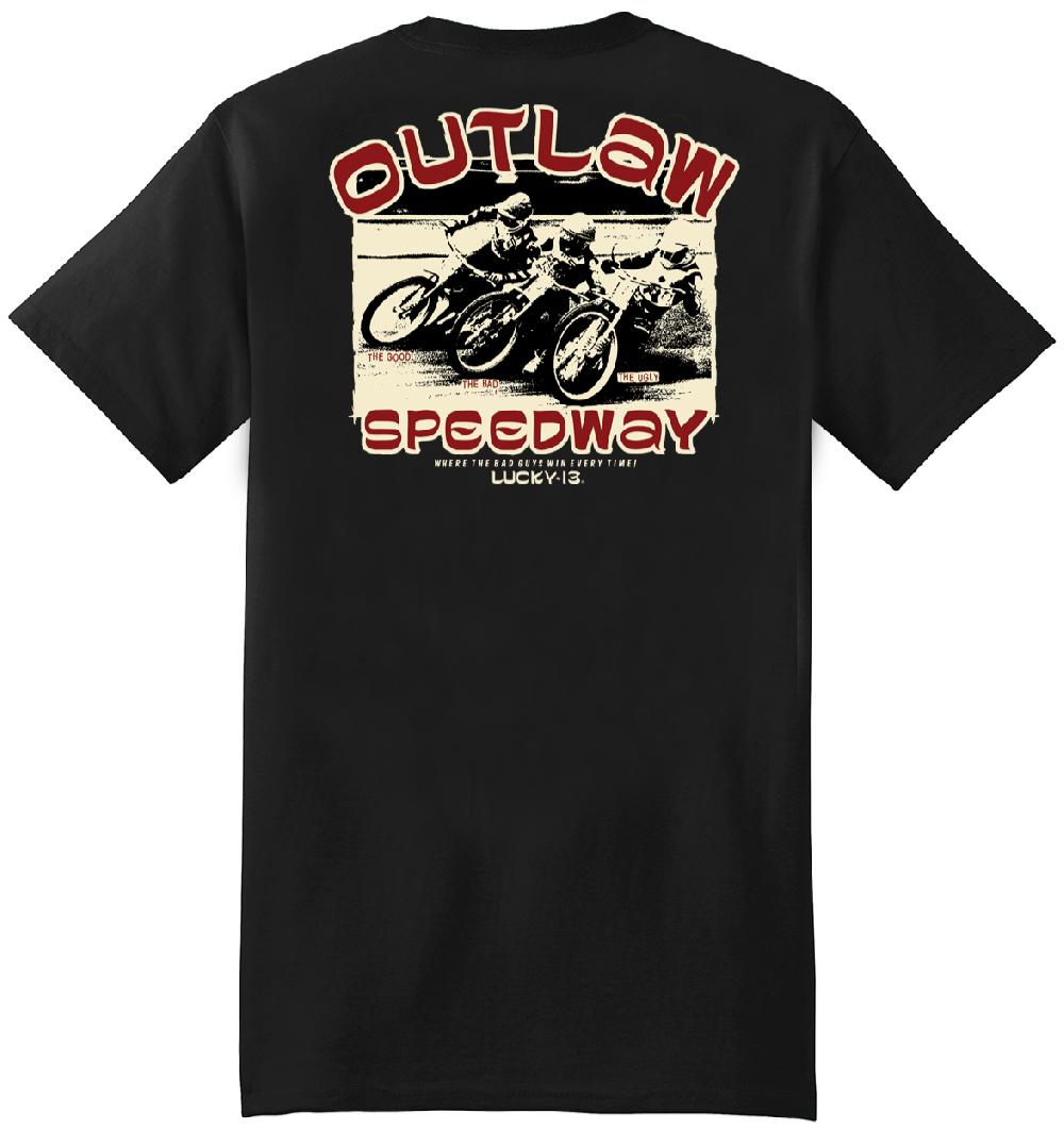 lucky 13 OUTLAW SPEEDWAY Men’s Short Sleeve Tee Shirt By Lucky 13 Black – Lucky13apparel