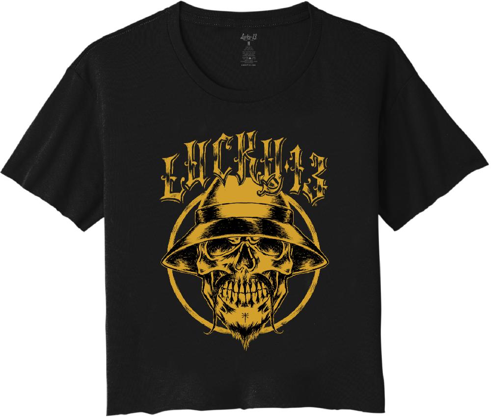 lucky 13 PACHUCO SKULL Crop Top Black – Lucky13apparel