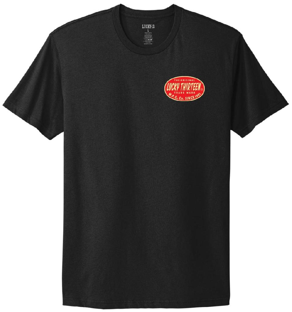 Lucky 13 RETRO OVAL Mens Comfort Tee Black – Lucky13apparel