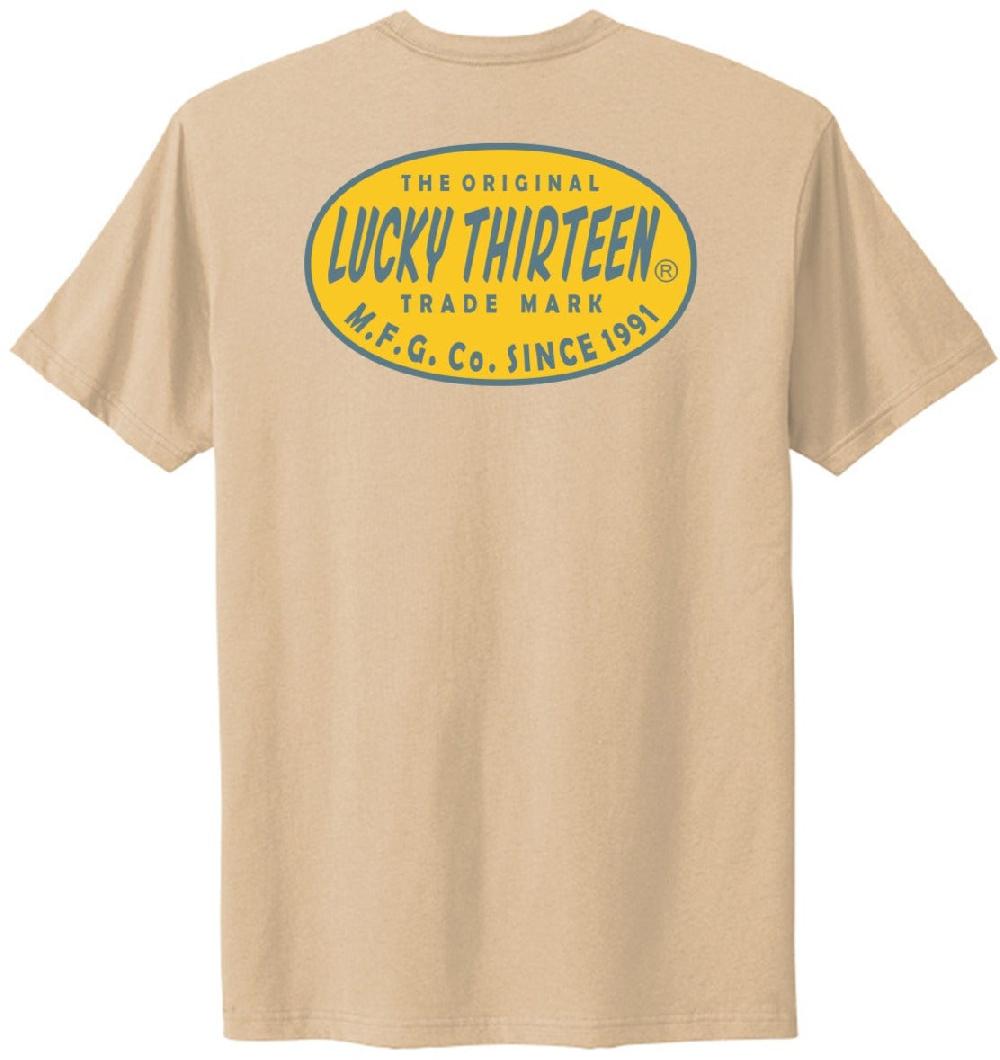 lucky 13 RETRO OVAL mens comfort tee Cream – Lucky13apparel