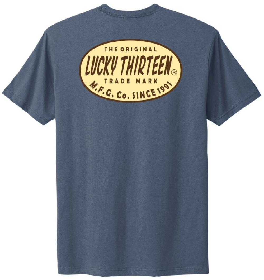 lucky 13 RETRO OVAL mens comfort tee Indigo – Lucky13apparel