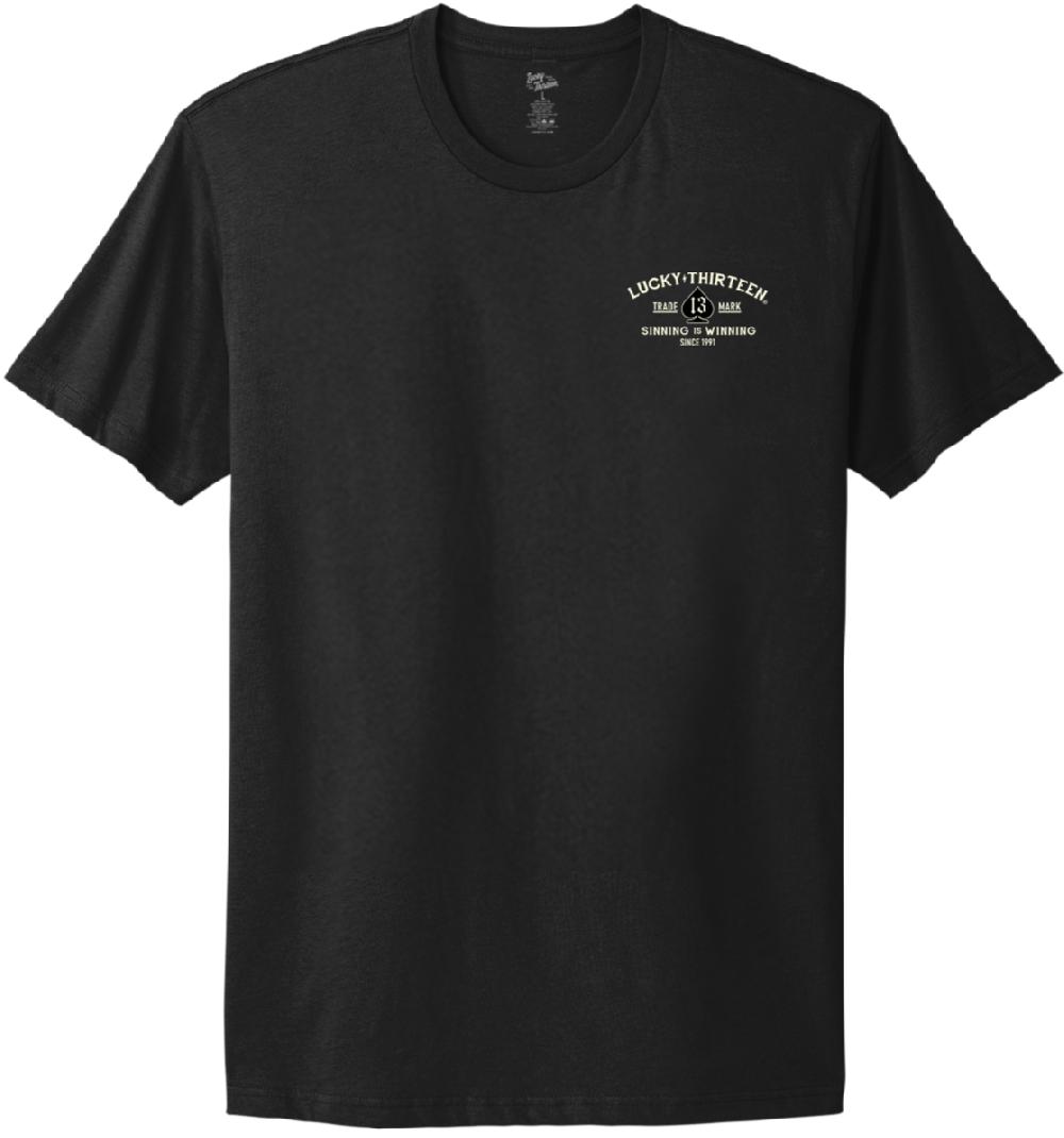 Lucky 13 SINNING IS WINNING Casual Fit Short Sleeve T-shirt Jet Black – Lucky13apparel