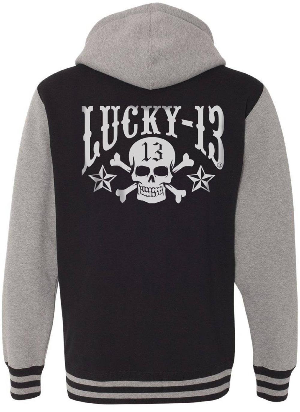 lucky 13 SKULL STARS Hooligan Zip Hoodie By Lucky 13 BLACK/GUNMETAL HEATHER – Lucky13apparel