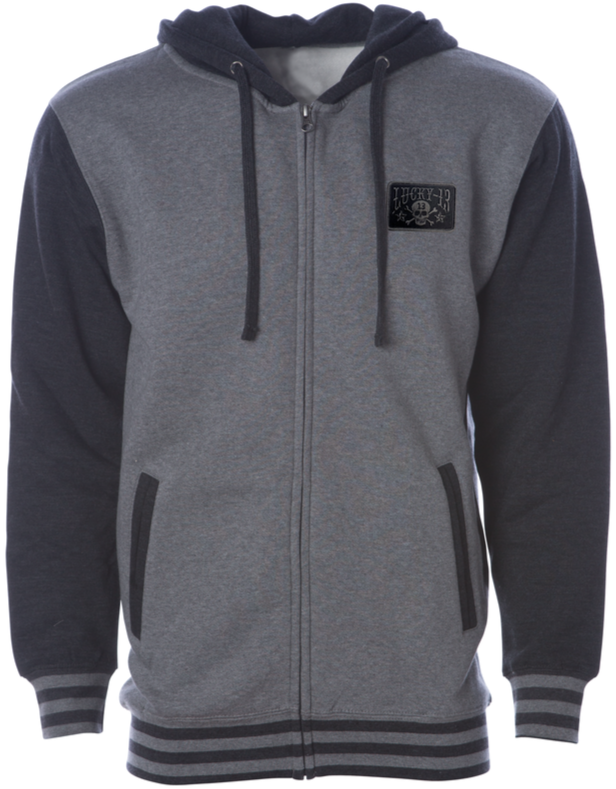 Lucky 13 SKULL STARS Hooligan Zip Hoodie By Lucky 13 GUNMETAL HEATHER/CHARCOAL HEATHER – Lucky13apparel
