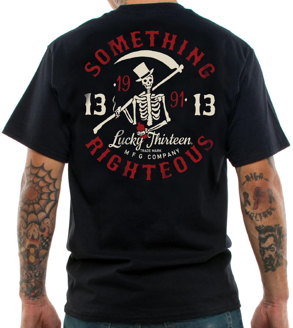 Lucky 13 SOMETHING RIGHTEOUS Men’s Short Sleeve Tee Shirt By Lucky 13 Black – Lucky13apparel