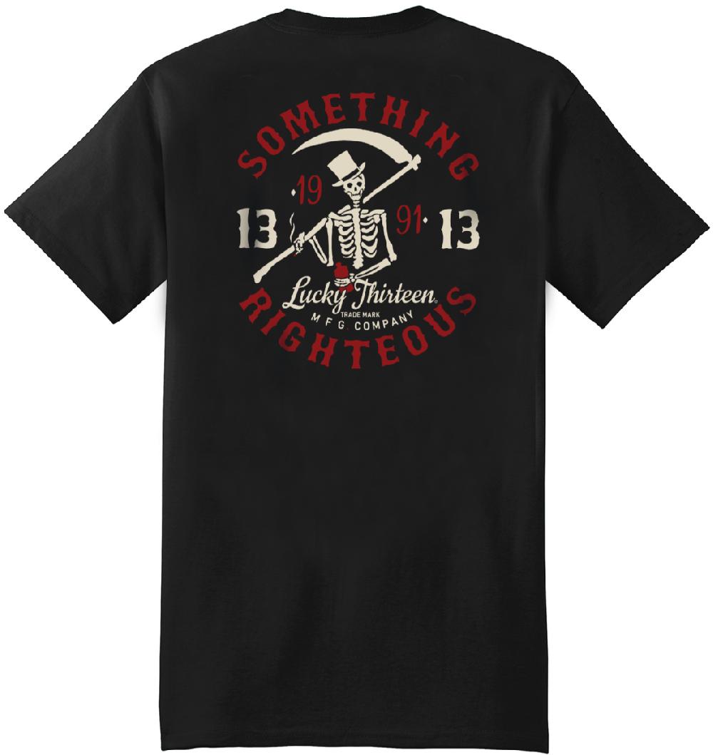 lucky 13 SOMETHING RIGHTEOUS Men’s Short Sleeve Tee Shirt By Lucky 13 Black – Lucky13apparel