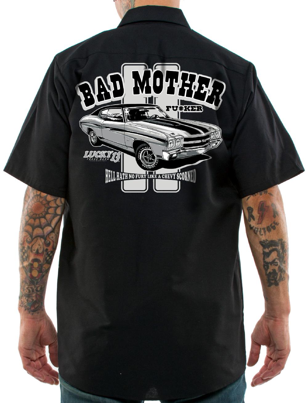 Lucky 13 The BAD MOFO Men’s Short Sleeve Work Shirt By Lucky 13 Black – Lucky13apparel