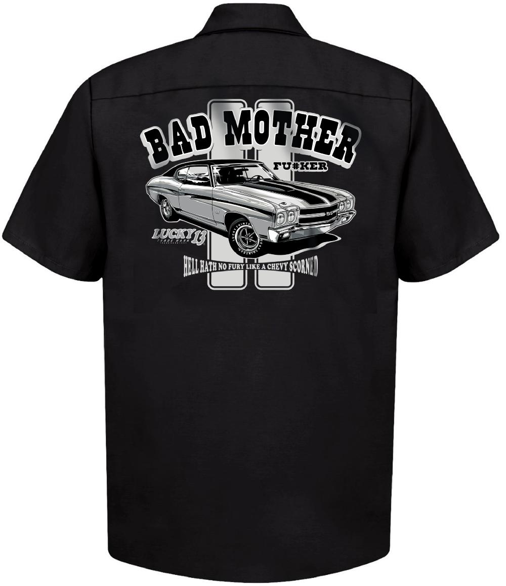 lucky 13 The BAD MOFO Men’s Short Sleeve Work shirt By Lucky 13 Black – Lucky13apparel