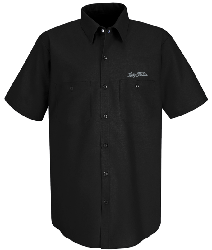 Lucky 13 The BLACK CAT SPEED SHOP Men’s Short Sleeve Work Shirt By Lucky 13 Black – Lucky13apparel