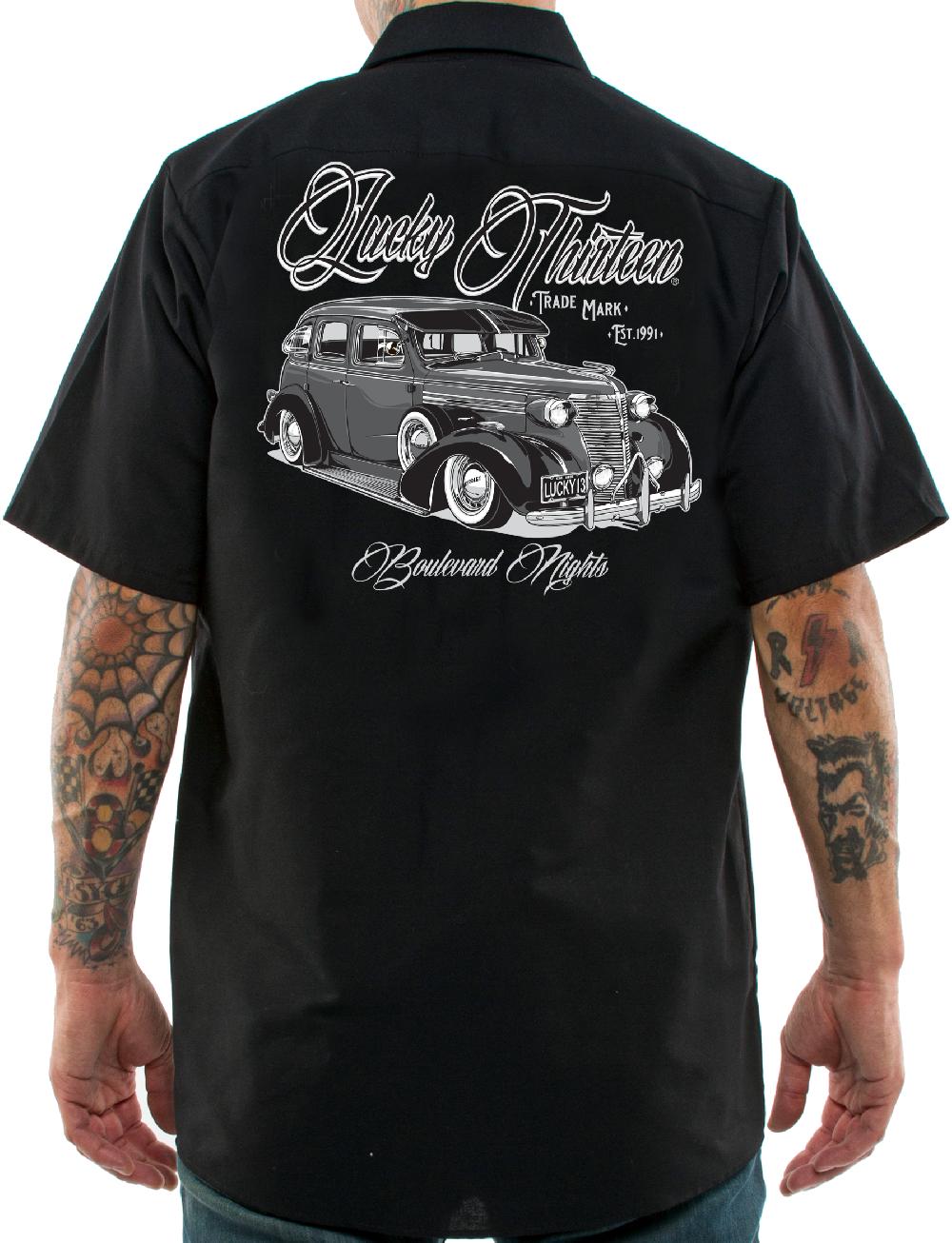 Lucky 13 The BOMBER Men’s Short Sleeve Work Shirt By Lucky 13 Black – Lucky13apparel