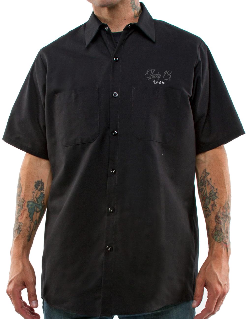 Lucky 13 The BOMBER Men’s Short Sleeve Work Shirt By Lucky 13 Black – Lucky13apparel
